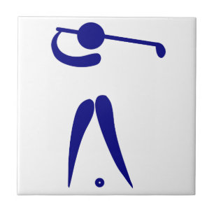Golf Player Blue White Sports, voeg tekst en kleur Tegeltje