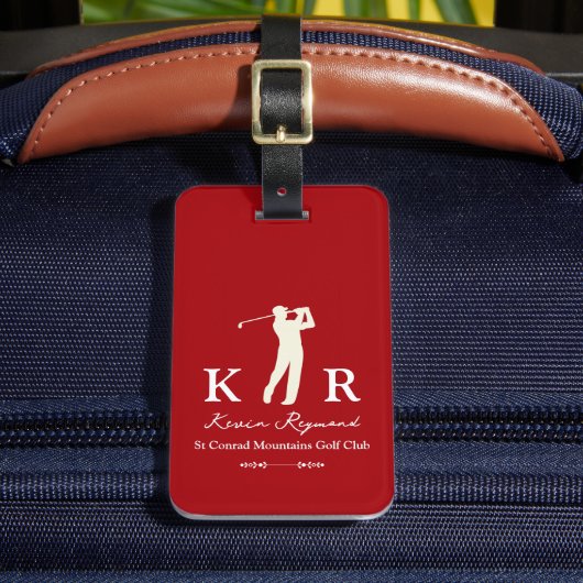 Golf Player Classic Red Golfers Bagagelabel (Voorkant Insitu 2)