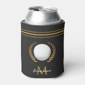 Golf Player Custom Name & Monogram Elegant Classic Blikjeskoeler (Blikje Voorkant)