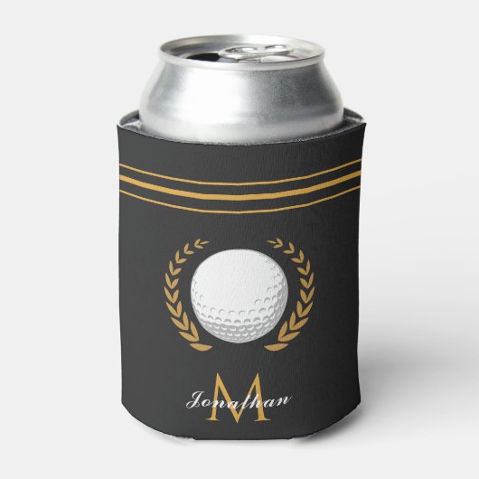 Golf Player Custom Name & Monogram Elegant Classic Blikjeskoeler (Blikje Voorkant)