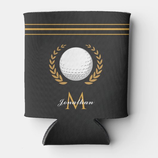 Golf Player Custom Name & Monogram Elegant Classic Blikjeskoeler (Voorkant)