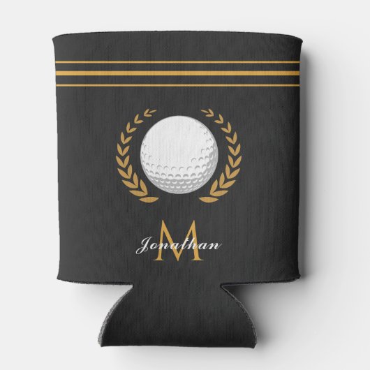 Golf Player Custom Name & Monogram Elegant Classic Blikjeskoeler (Achterkant)