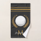Golf Player Custom Name & Monogram Elegant Classic Handdoek (Handdoek)