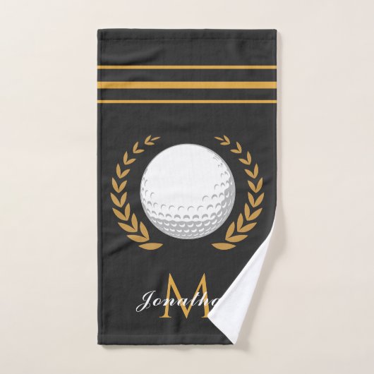 Golf Player Custom Name & Monogram Elegant Classic Handdoek (Handdoek)