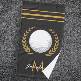 Golf Player Custom Name & Monogram Elegant Classic Handdoek