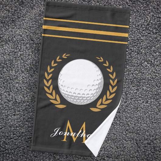 Golf Player Custom Name & Monogram Elegant Classic Handdoek