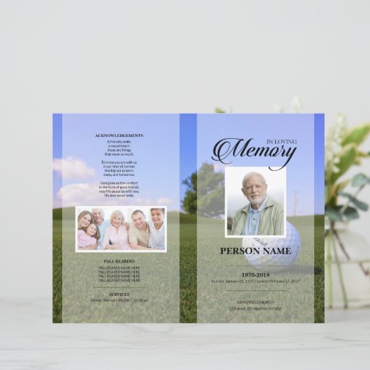 Golf Player Funeral Sjabloon (Staand voorkant)