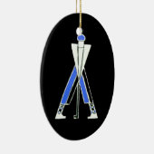 GOLF PLAYER, GOLFER BLACK, BLUE SAPPHIRE MONOGRAM KERAMISCH ORNAMENT (Rechts)