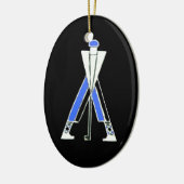 GOLF PLAYER, GOLFER BLACK, BLUE SAPPHIRE MONOGRAM KERAMISCH ORNAMENT (Links)