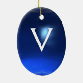 GOLF PLAYER, GOLFER BLACK, BLUE SAPPHIRE MONOGRAM KERAMISCH ORNAMENT (Achterkant)