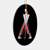 GOLF PLAYER, GOLFER BLACK, RODE RUBY MONOGRAM KERAMISCH ORNAMENT (Rechts)