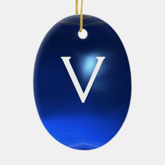 GOLF PLAYER, GOLFER BLUE SAPPHIRE MONOGRAM KERAMISCH ORNAMENT (Achterkant)