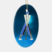 GOLF PLAYER, GOLFER BLUE SAPPHIRE MONOGRAM KERAMISCH ORNAMENT (Rechts)