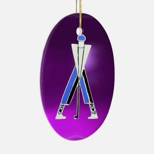 GOLF PLAYER, GOLFER PAARSE AMETHYST MONOGRAM KERAMISCH ORNAMENT (Rechts)
