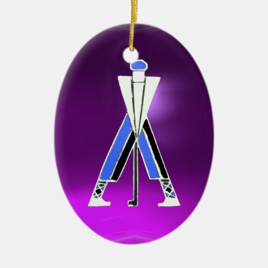 GOLF PLAYER, GOLFER PAARSE AMETHYST MONOGRAM KERAMISCH ORNAMENT (Voorkant)