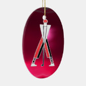 GOLF PLAYER, GOLFER RED PINK RUBY MONOGRAM KERAMISCH ORNAMENT (Rechts)