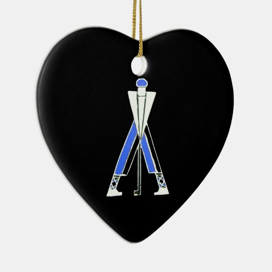 GOLF PLAYER, GOLFER RED RUBY HEART MONOGRAM KERAMISCH ORNAMENT (Rechts)