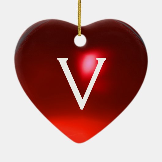 GOLF PLAYER, GOLFER RED RUBY HEART MONOGRAM KERAMISCH ORNAMENT (Achterkant)