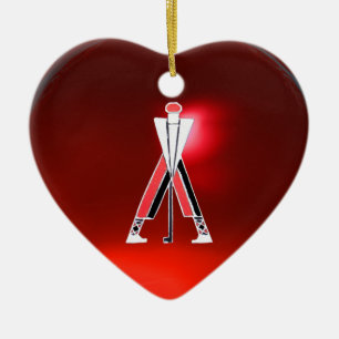 GOLF PLAYER, GOLFER RED RUBY MONOGRAM KERAMISCH ORNAMENT