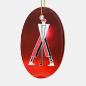 GOLF PLAYER, GOLFER RED RUBY MONOGRAM KERAMISCH ORNAMENT (Links)
