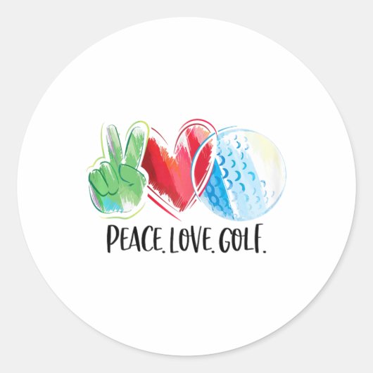 Golf Player Golfing Golf Club Peace Love Golf Ronde Sticker (Voorkant)