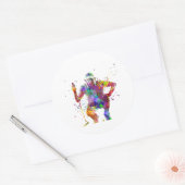 Golf player in watercolor ronde sticker (Envelop)