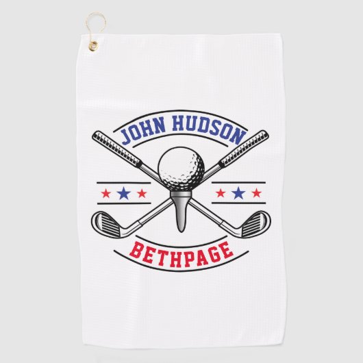 Golf Player Monogram Sjabloon Golf Towel Golfhanddoek (Voorkant)