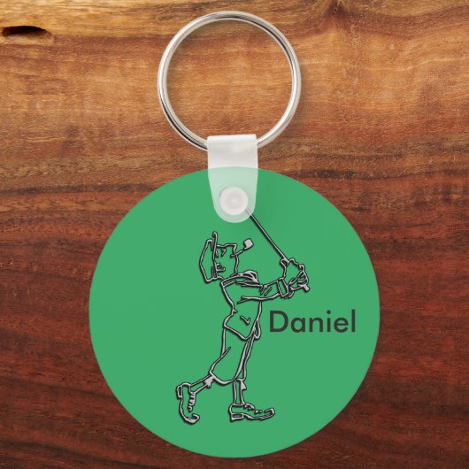 Golf Player-overzichtsontwerp ~ bewerkbare achterg Sleutelhanger (Voorkant)