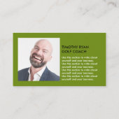 Golf Player Silhouette, GoIf Coach Photo Visitekaartje (Achterkant)