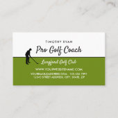 Golf Player Silhouette, GoIf Coach Photo Visitekaartje (Voorkant)