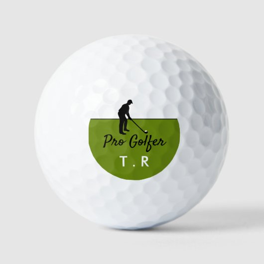 Golf Player Silhouette, Pro Golfer, gepersonalisee Golfballen (Voorkant)