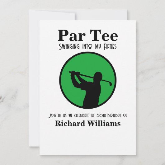 Golf Player Swinging into My Fifties 50th Birthday Kaart (Voorkant)