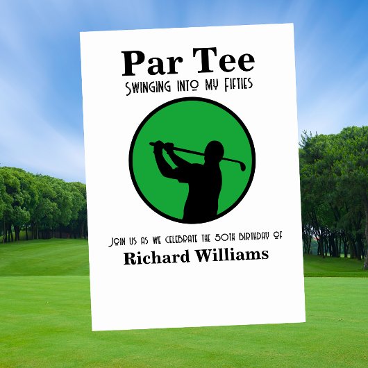 Golf Player Swinging into My Fifties 50th Birthday Kaart