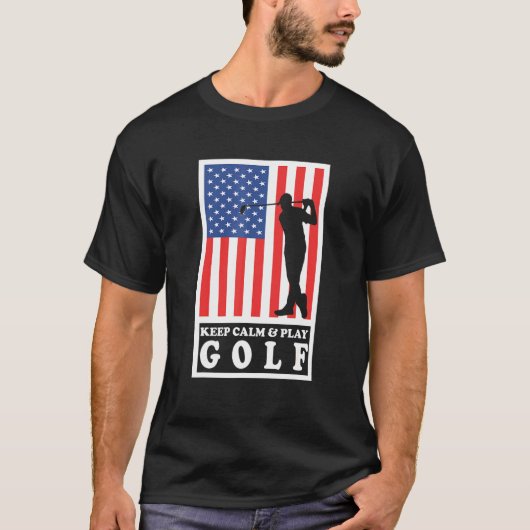 Golf Player Us vlag Keep Calm Play Golf T-shirt (Voorkant)