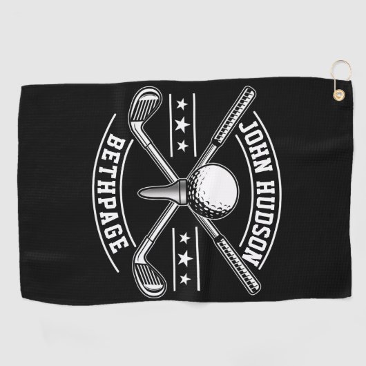 Golf Player White Monogram Golf Towel Golfhanddoek (Horizontaal)