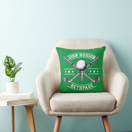 Golf Player White Monogram Sjabloon Pillow Kussen (Stoel)