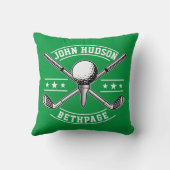 Golf Player White Monogram Sjabloon Pillow Kussen (Achterkant)
