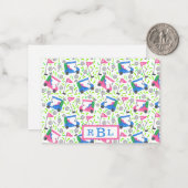 Golf Preppy drie letter monogram Notitiekaartje (Voorkant / Achterkant in situ)