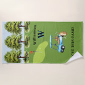 Golf Pretbaan Kar Monogram Naam   Strandlaken (Voorkant)