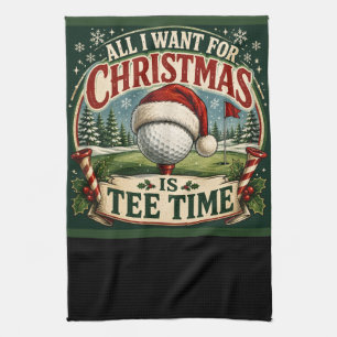 Golf Prettig Kerstfeest gethematiseerd met golfbal Theedoek