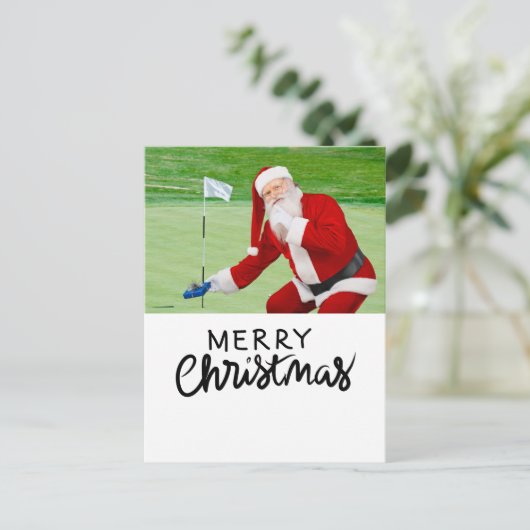 Golf Prettig kerstfeest met de Kerstman op het Gro Feestdagenkaart (Staand voorkant)