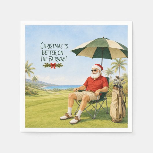 Golf Prettig kerstfeest met de kerstman Servet (Voorkant)
