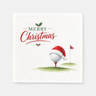 Golf Prettig Kerstfeest met Golfbal met Kerstman H Servet