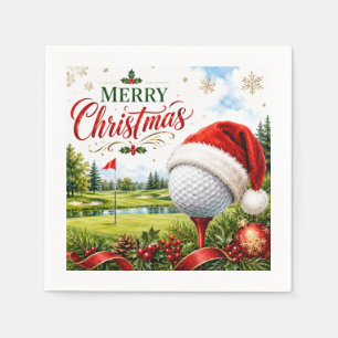 Golf Prettig Kerstfeest met Golfbal met Kerstmanho Servet