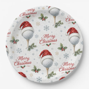 Golf Prettig Kerstfeest met Kerstman Hoed Papieren Bordje