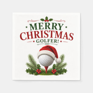Golf Prettig Kerstfeest met Kerstman Hoed Servet