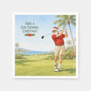 Golf Prettig Kerstfeest met Kerstman Servet