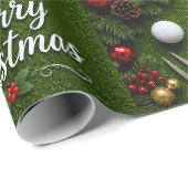 Golf Prettig Kerstfeest op de Putting Green Vakant Cadeaupapier (Rol Hoek)