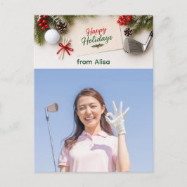 Golf Prettig Kerstmis Familie Foto Vakantie Feestdagenkaart