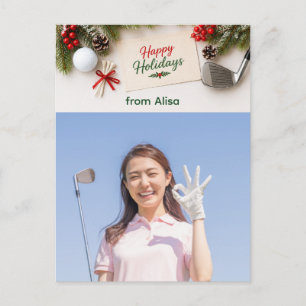 Golf Prettig Kerstmis Familie Foto Vakantie Feestdagenkaart